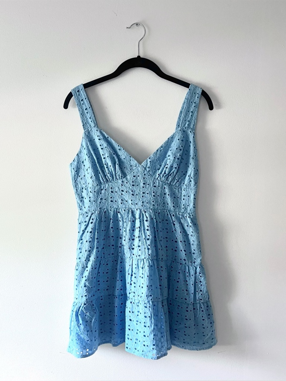 Forever 21 Light Blue Sweetheart Eyelet Mini Dress